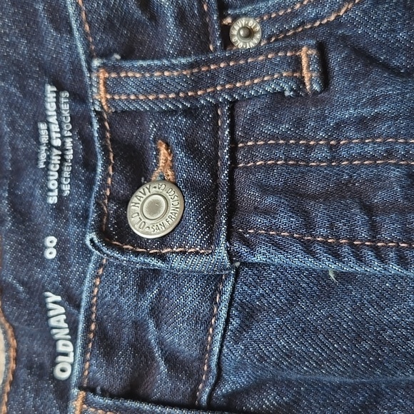 Old Navy High-Rise Slouchy Straight Cropped Dark Wash Jeans Size 00 - Picture 5 of 15